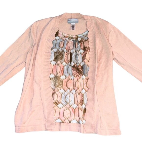 Alfred Dunner 3/4 Sleeve Open Front Cardigan Attached Cami Size Petite Small - Picture 4 of 11